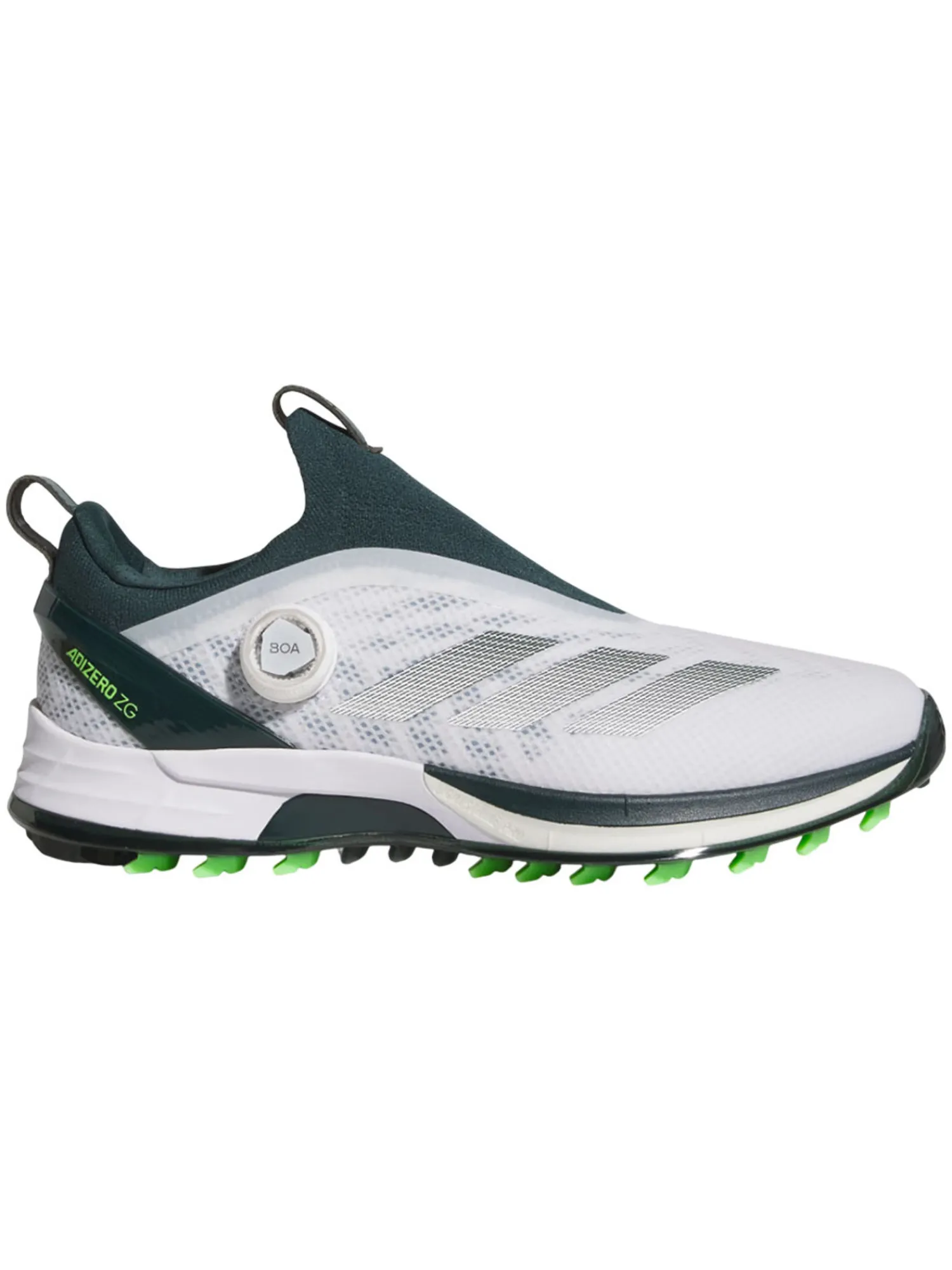 Adidas Mens Golf Shoes|Adizero ZG BOA Spikeless Golf Shoes - Ftwr White/Aurora Ivy/Lime Burst