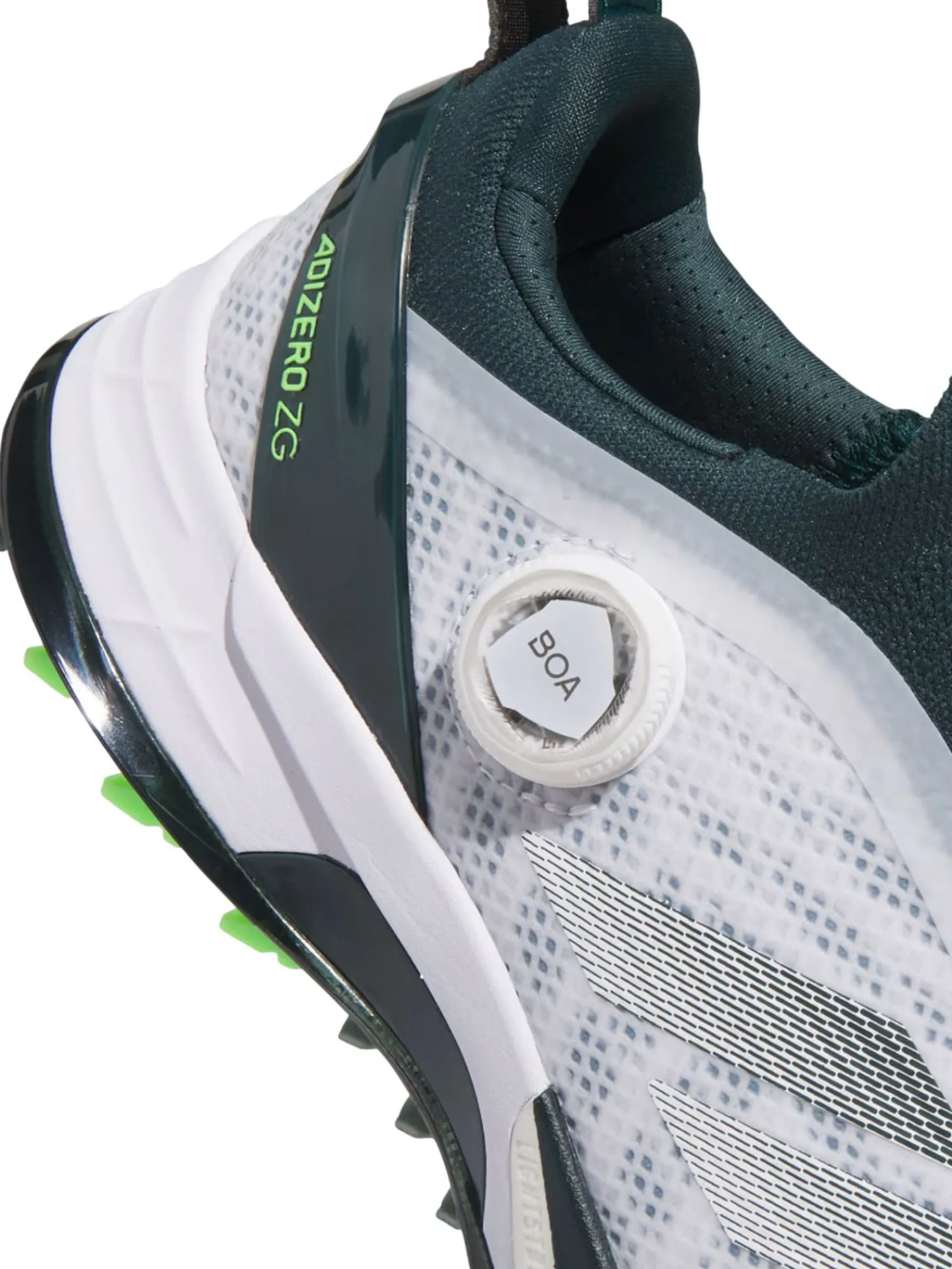 Adidas Mens Golf Shoes|Adizero ZG BOA Spikeless Golf Shoes - Ftwr White/Aurora Ivy/Lime Burst