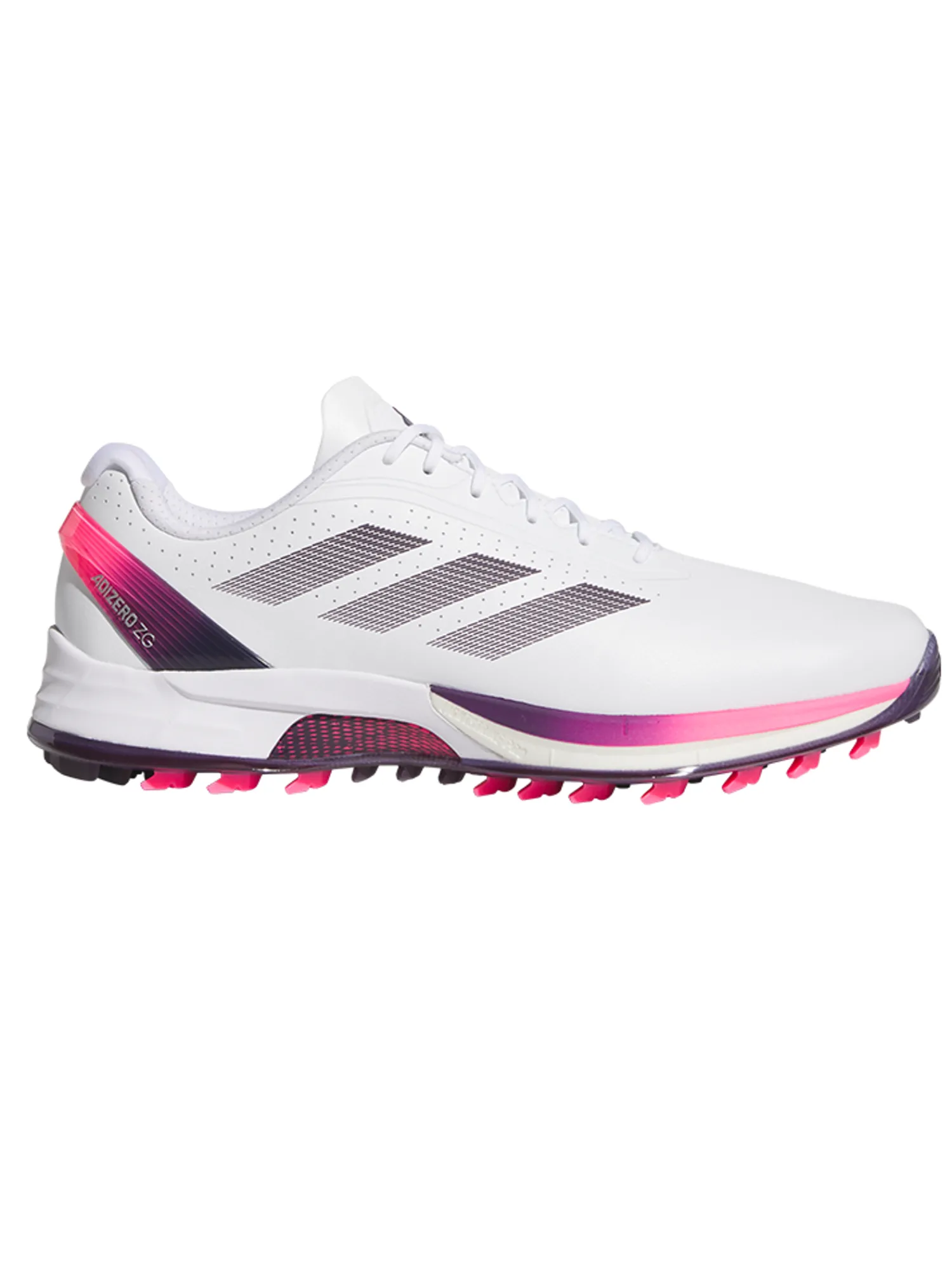 Adidas Mens Golf Shoes|Adizero ZG Spikeless Golf Shoes - Ftwr White/Aurora Plum/Shock Pink