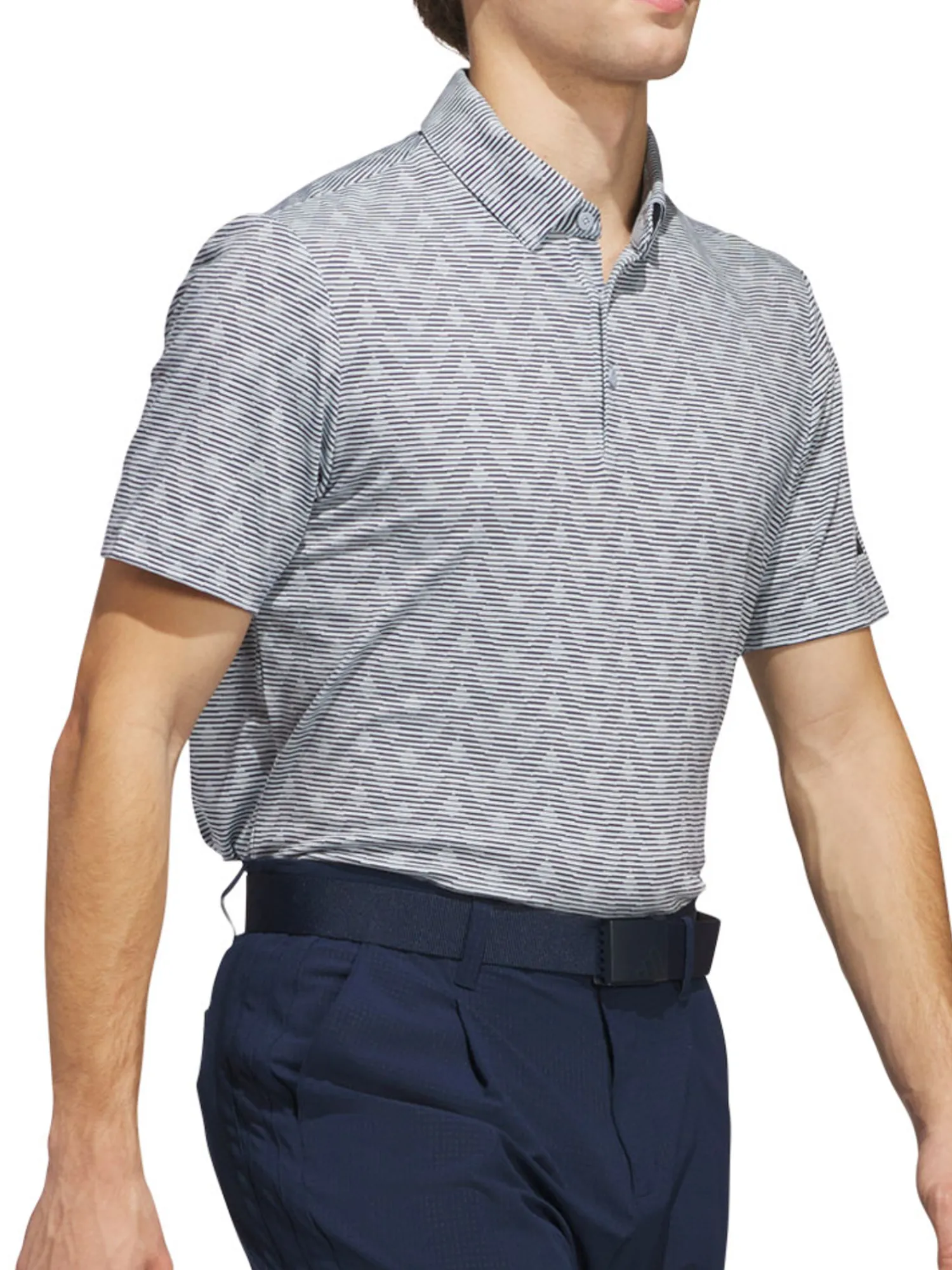 Adidas Shirts|Go-To Printed Stripe Polo Shirt - Wonder Blue/Collegiate Navy