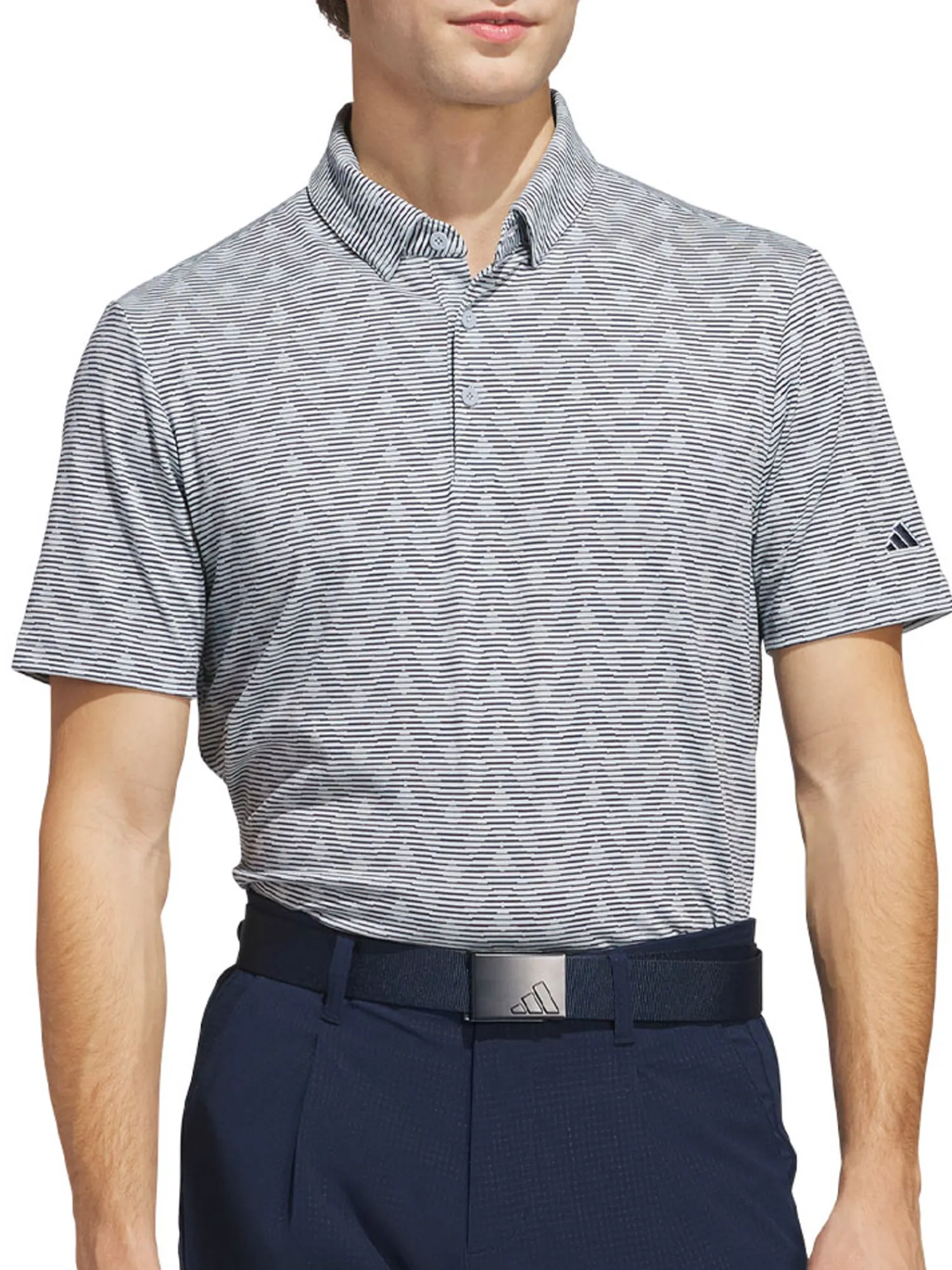 Adidas Shirts|Go-To Printed Stripe Polo Shirt - Wonder Blue/Collegiate Navy