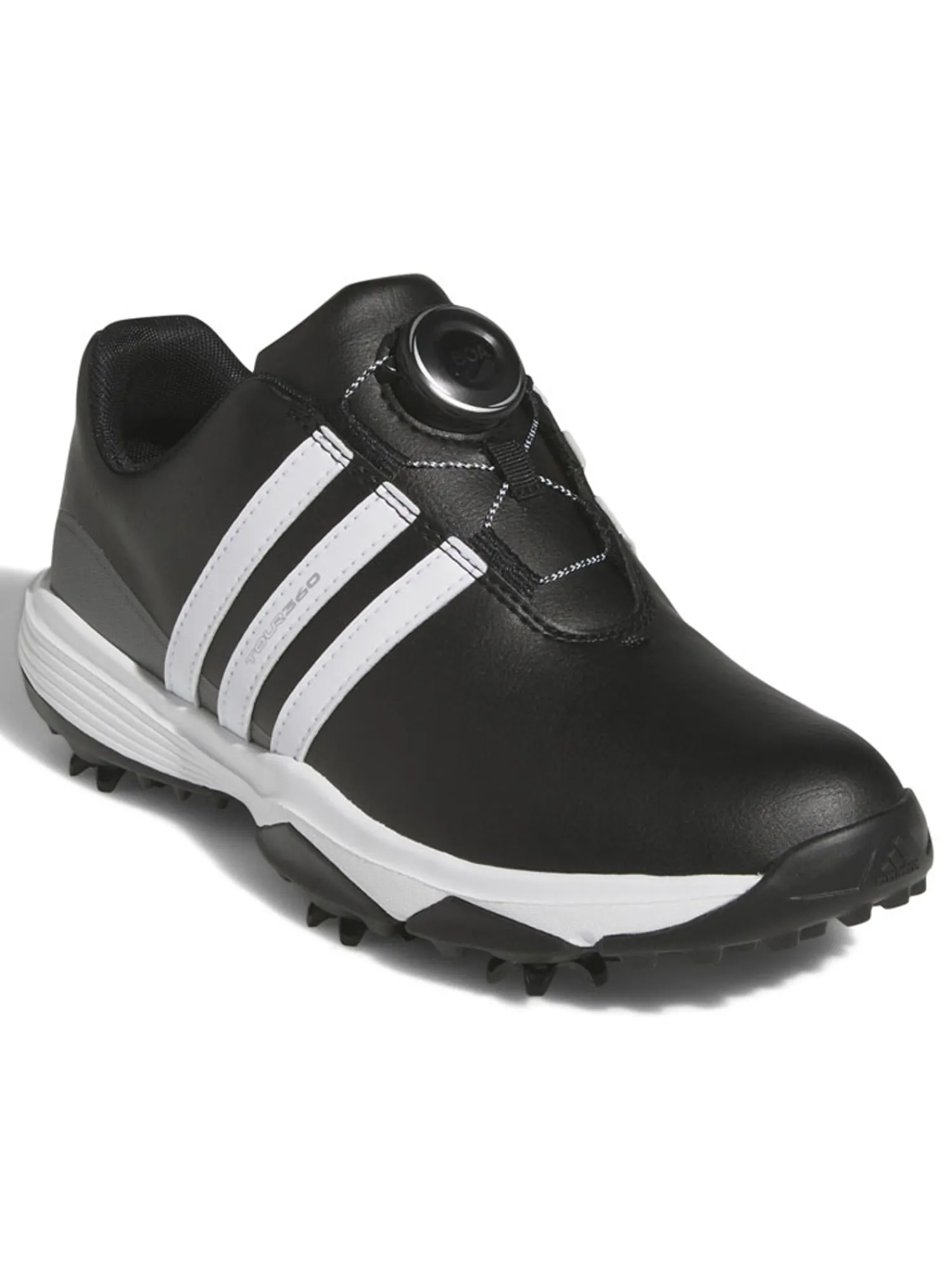 Adidas Junior Golf Shoes|Juniors Tour360 24 BOA Golf Shoes - Core Black/Ftwr White/Iron Met.