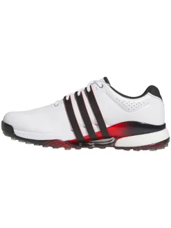 Adidas Mens Golf Shoes|Tour360 25 Wide Spikeless Golf Shoes - Ftwr White/Core Black/Lucid Red