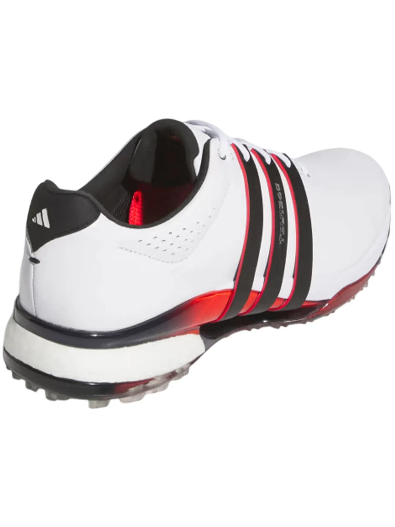 Adidas Mens Golf Shoes|Tour360 25 Wide Spikeless Golf Shoes - Ftwr White/Core Black/Lucid Red