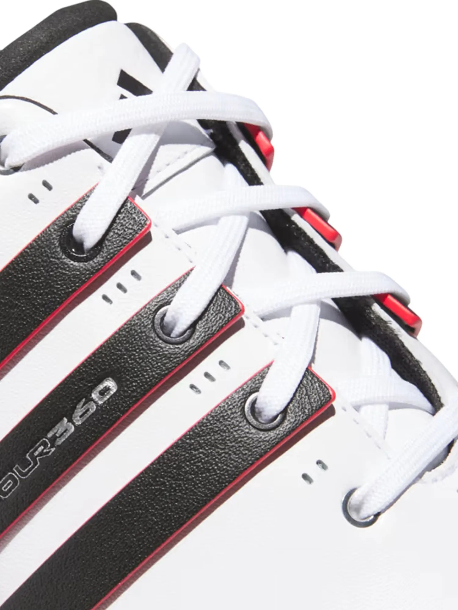 Adidas Mens Golf Shoes|Tour360 25 Wide Spikeless Golf Shoes - Ftwr White/Core Black/Lucid Red