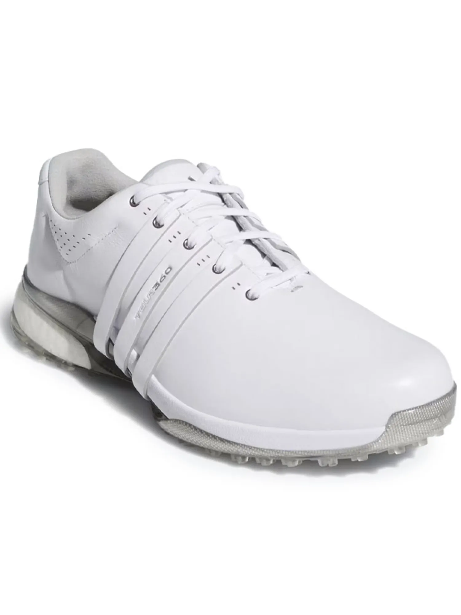 Adidas Mens Golf Shoes|Tour360 25 Wide Spikeless Golf Shoes - Ftwr White/Ftwr White/Silver Met.