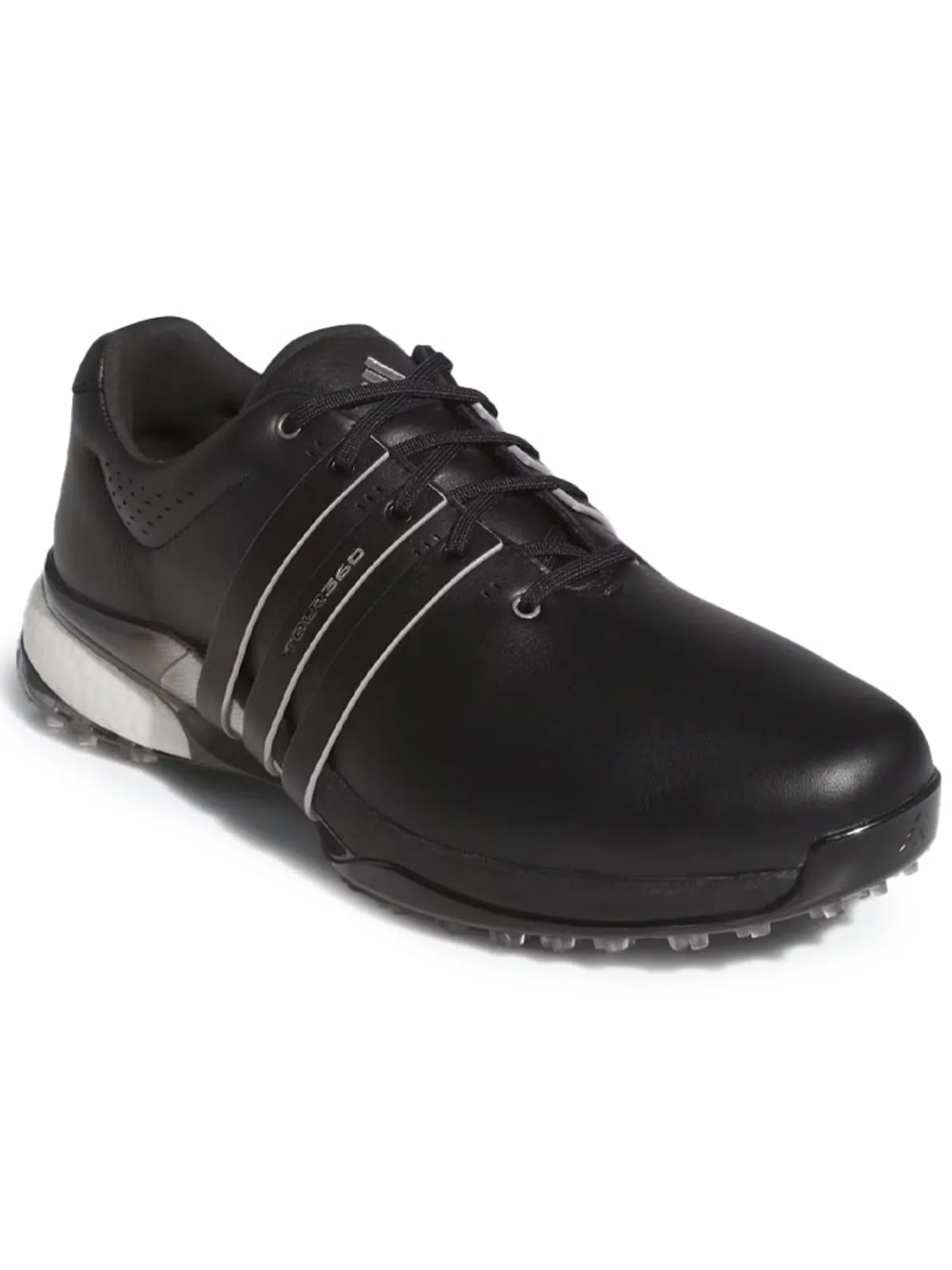 Adidas Mens Golf Shoes|Tour360 25 Wide Spikeless Golf Shoes - Core Black/Silver Met./Core Black
