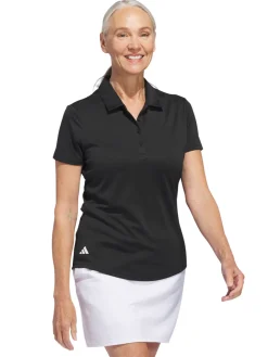 Adidas Shirts|Womens Solid Performance Short Sleeve Polo Shirt - Black