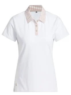 Adidas Shirts|Womens Ultimate365 Gingham Short Sleeve Polo Shirt - White