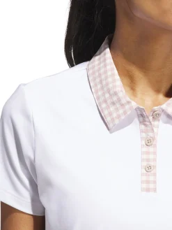 Adidas Shirts|Womens Ultimate365 Gingham Short Sleeve Polo Shirt - White