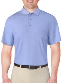 Ben Hogan Shirts|2 Tone Micro Geo Jacquard Polo - Cornflower Blue