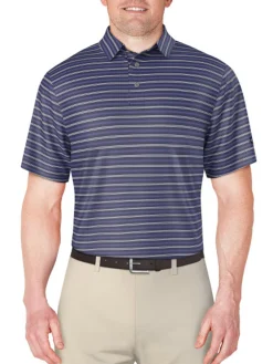 Ben Hogan Shirts|Birdseye Printed Stripe Polo Shirt - Peacoat
