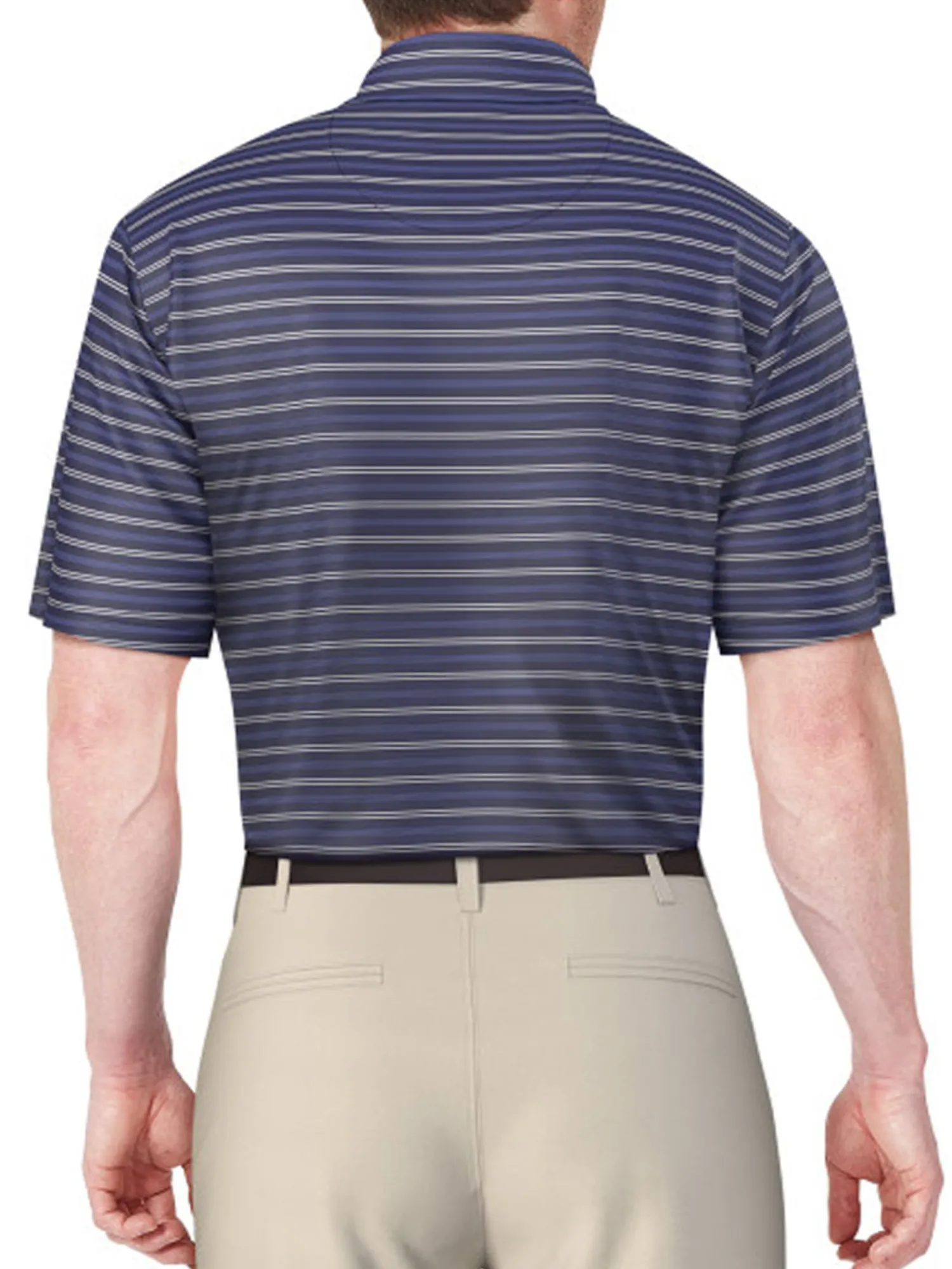 Ben Hogan Shirts|Birdseye Printed Stripe Polo Shirt - Peacoat