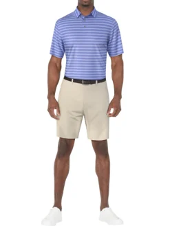 Ben Hogan Shirts|Birdseye Printed Stripe Polo Shirt - Cornflower Blue