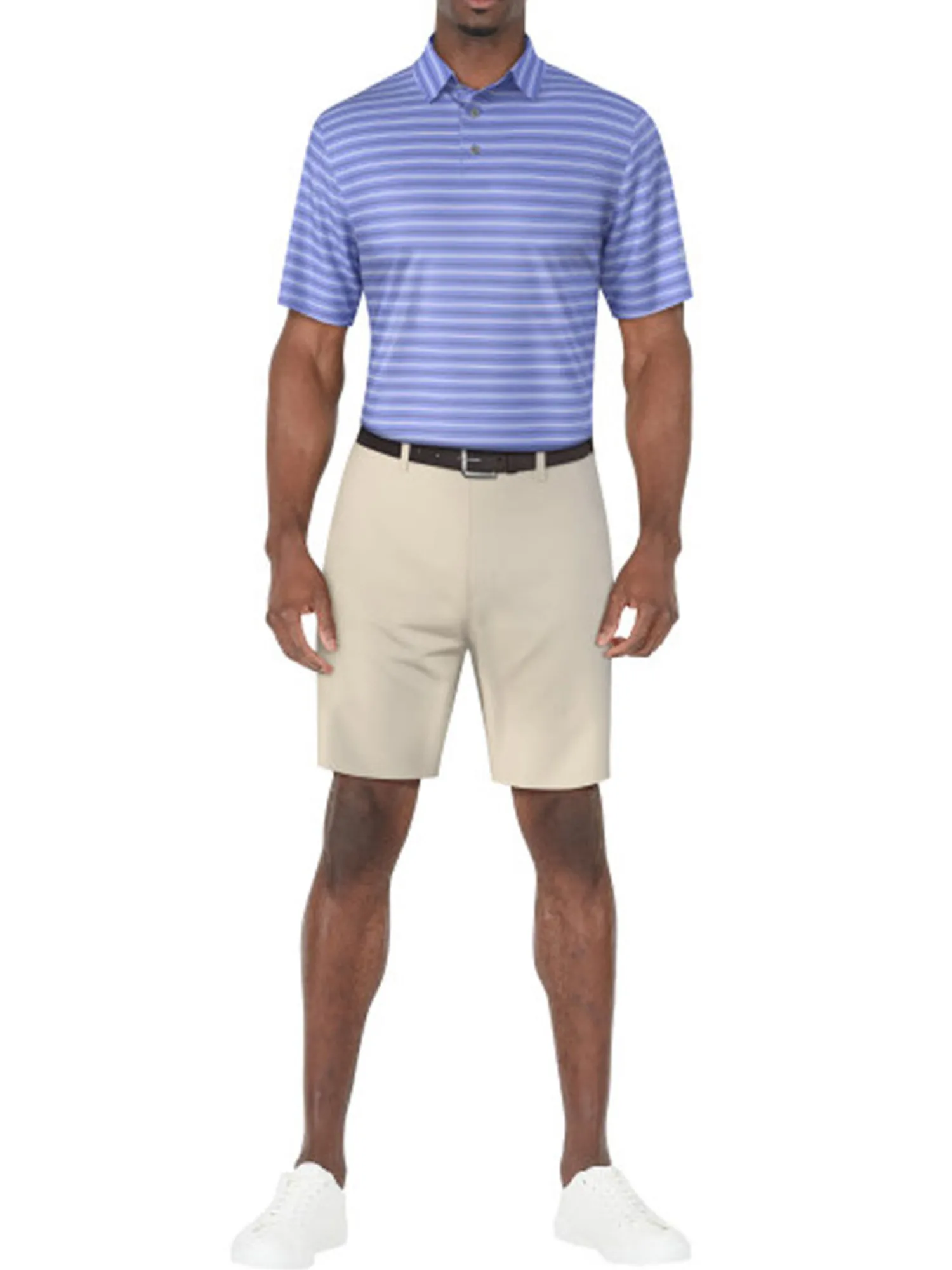 Ben Hogan Shirts|Birdseye Printed Stripe Polo Shirt - Cornflower Blue