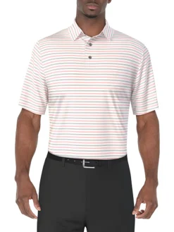 Ben Hogan Shirts|Birdseye Printed Stripe Polo Shirt - Bright White