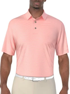 Ben Hogan Shirts|Fine Line Stripe Polo Shirt - Strawberry Pink