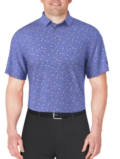 Ben Hogan Shirts|Heather Golf Club Print Polo Shirt - Cornflower Blue