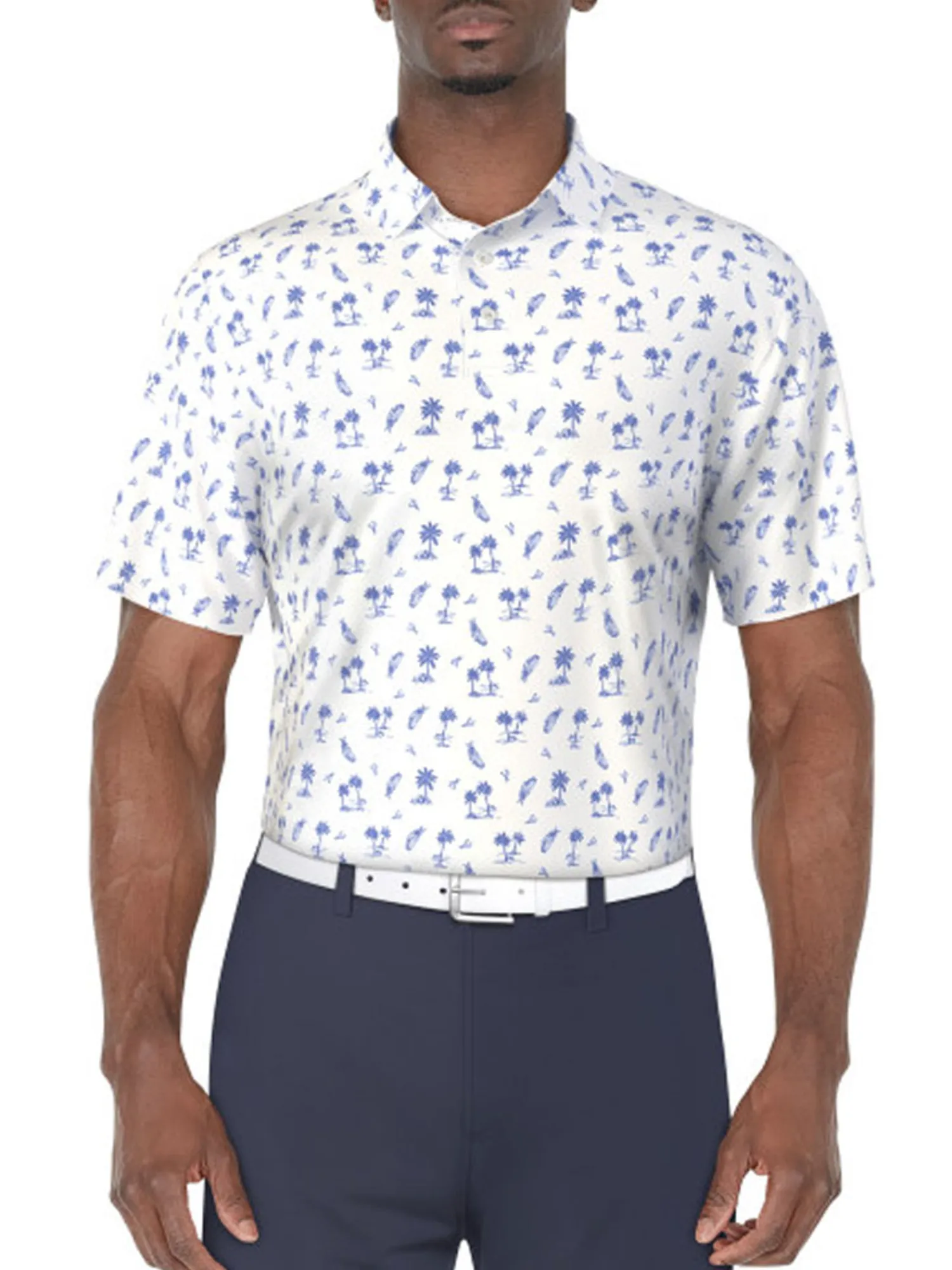 Ben Hogan Shirts|Tropical Golf Print Polo Shirt - Bright White