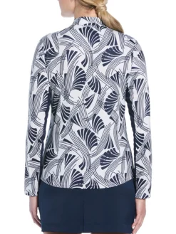 Ben Hogan Shirts|Women's Leaf Print Sun Protection Long Sleeve Top - Bright White
