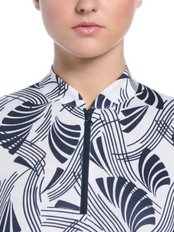 Ben Hogan Shirts|Women's Leaf Print Sun Protection Long Sleeve Top - Bright White