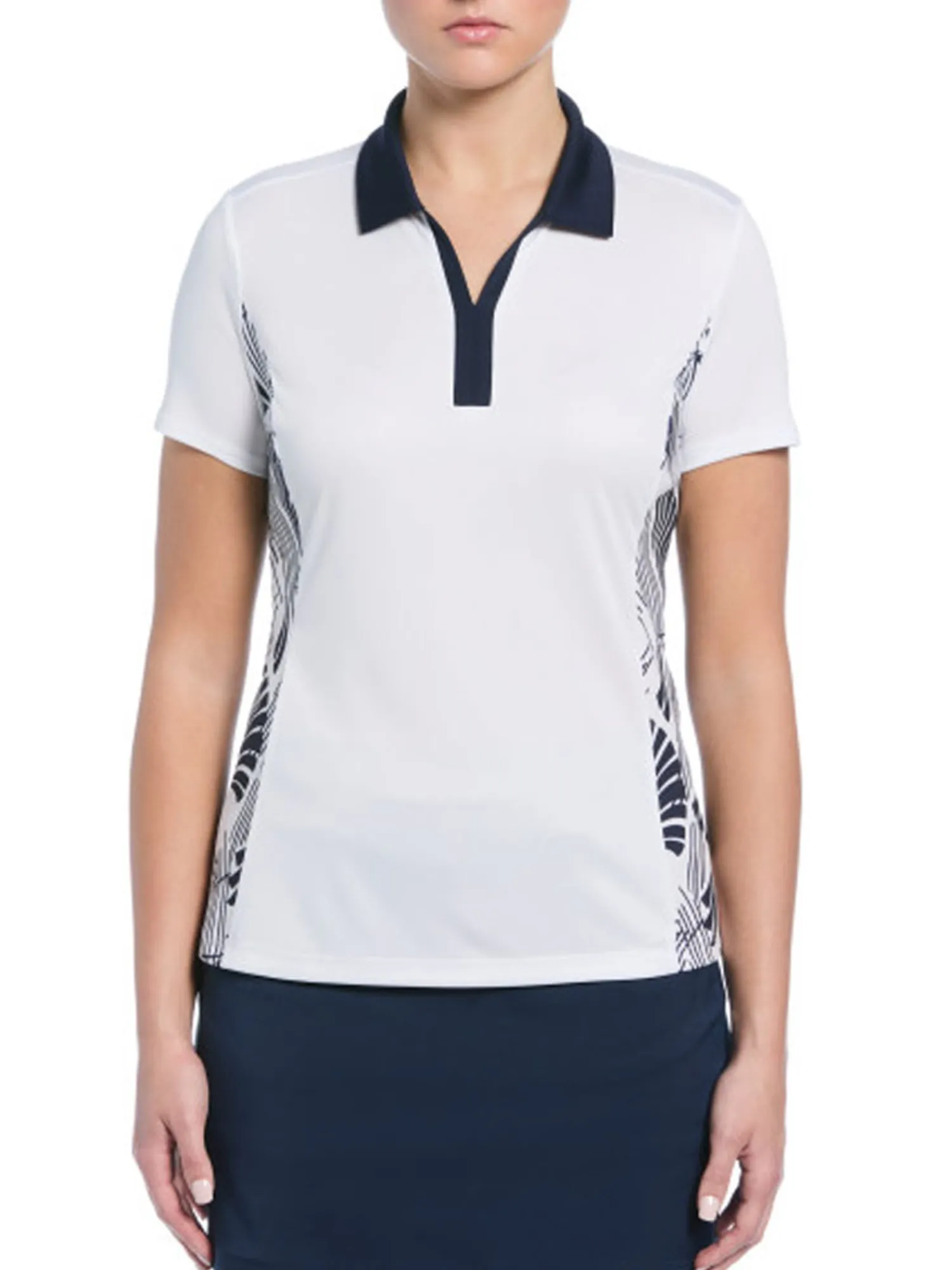 Ben Hogan Shirts|Women's Leaf Print Blocked Polo - Bright White
