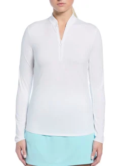 Ben Hogan Shirts|Women's Solid Sun Protection Long Sleeve Top - Bright White