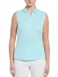 Ben Hogan Shirts|Women's Solid Ventilation Sleeveless Polo - Waterspout