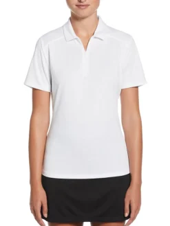 Ben Hogan Shirts|Women's Solid Ventilation Polo - Bright White