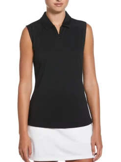 Ben Hogan Shirts|Women's Solid Ventilation Sleeveless Polo - Caviar