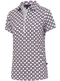 Birdee Sport Shirts|Women's Astra Zipper Short Sleeve Top - White/Lilac
