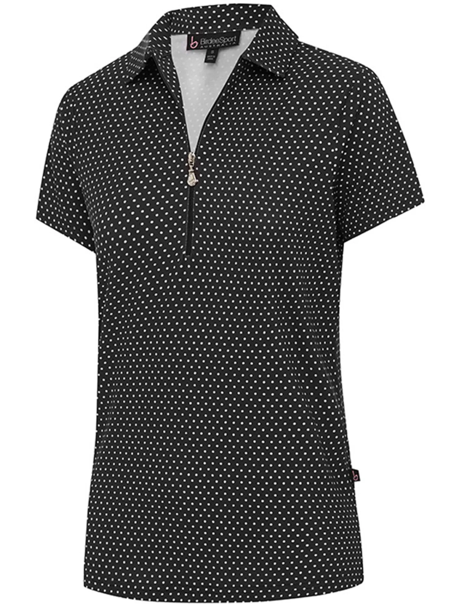 Birdee Sport Shirts|Women's Cosmic Zipper Short Sleeve Top - White/Black