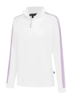 Birdee Sport Shirts|Women's Linda Relax Long Sleeve Top - White/Lilac