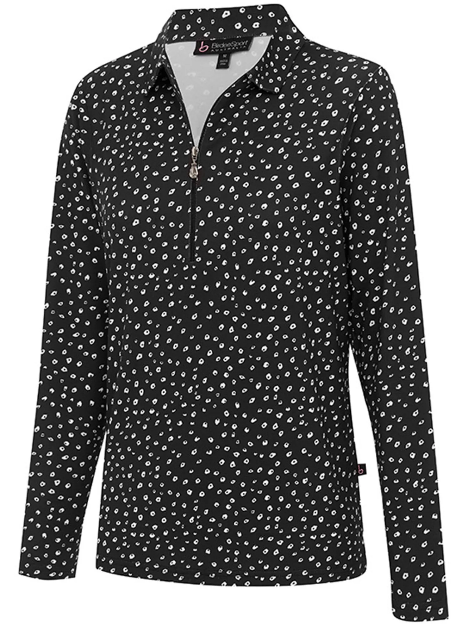 Birdee Sport Shirts|Women's Poppy Zipper Long Sleeve Top - Black