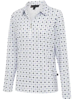 Birdee Sport Shirts|Women's Pyramid Zipper Long Sleeve Top - White/Lilac