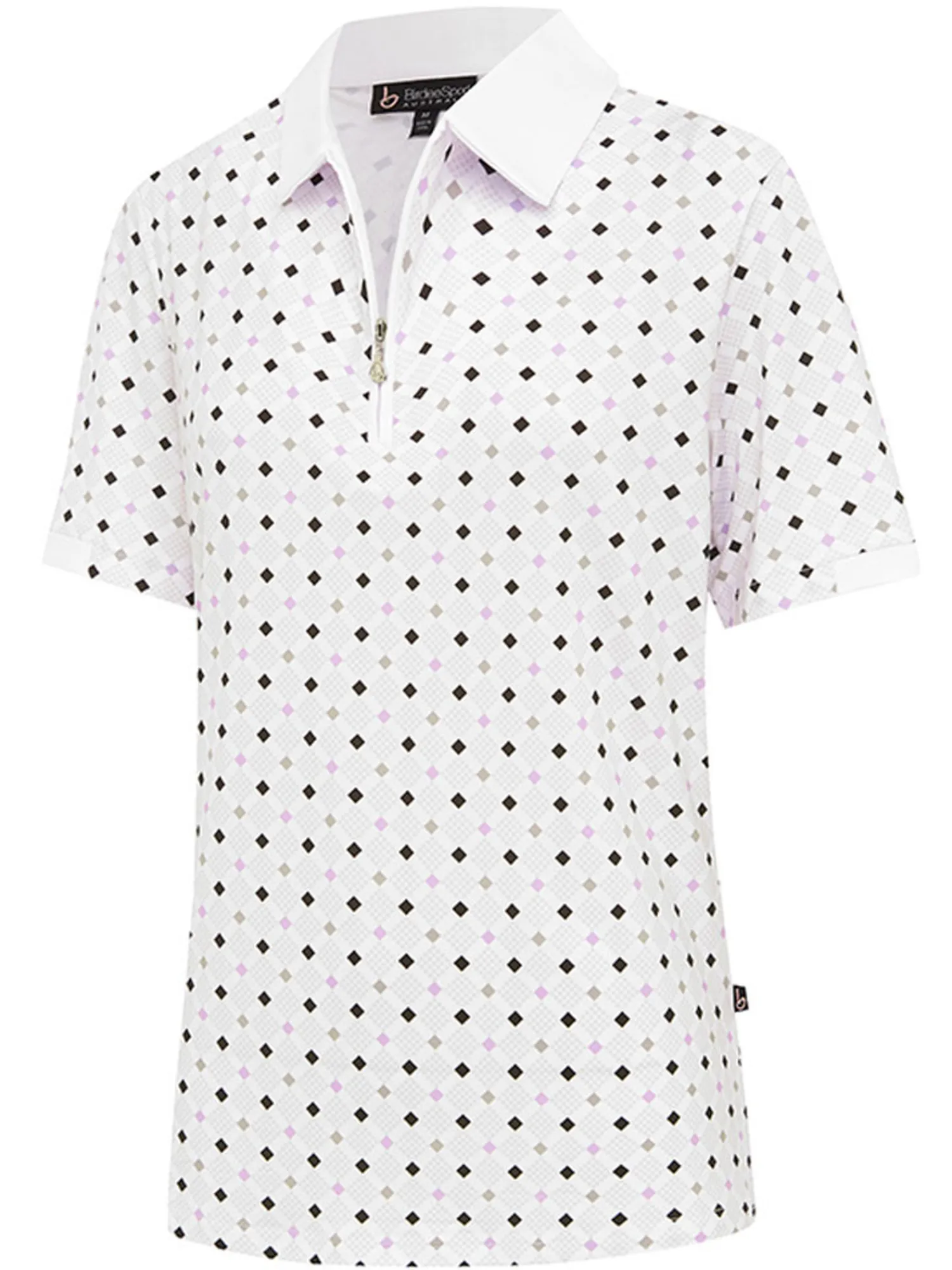 Birdee Sport Shirts|Women's Pyramid Ambrose Short Sleeve Top - White/Lilac