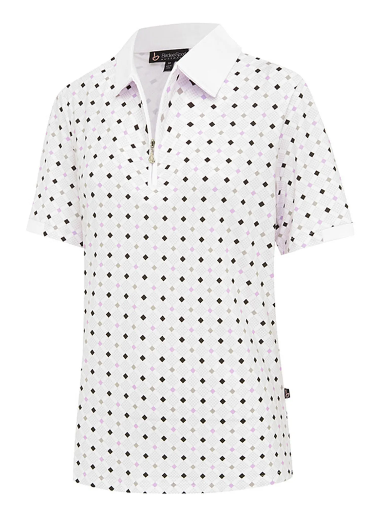 Birdee Sport Shirts|Women's Pyramid Ambrose Short Sleeve Top - White/Crystal