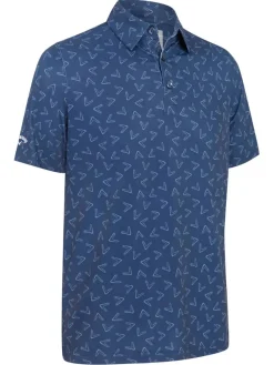Callaway Shirts|All Over Large Chev Print Polo - Peacoat