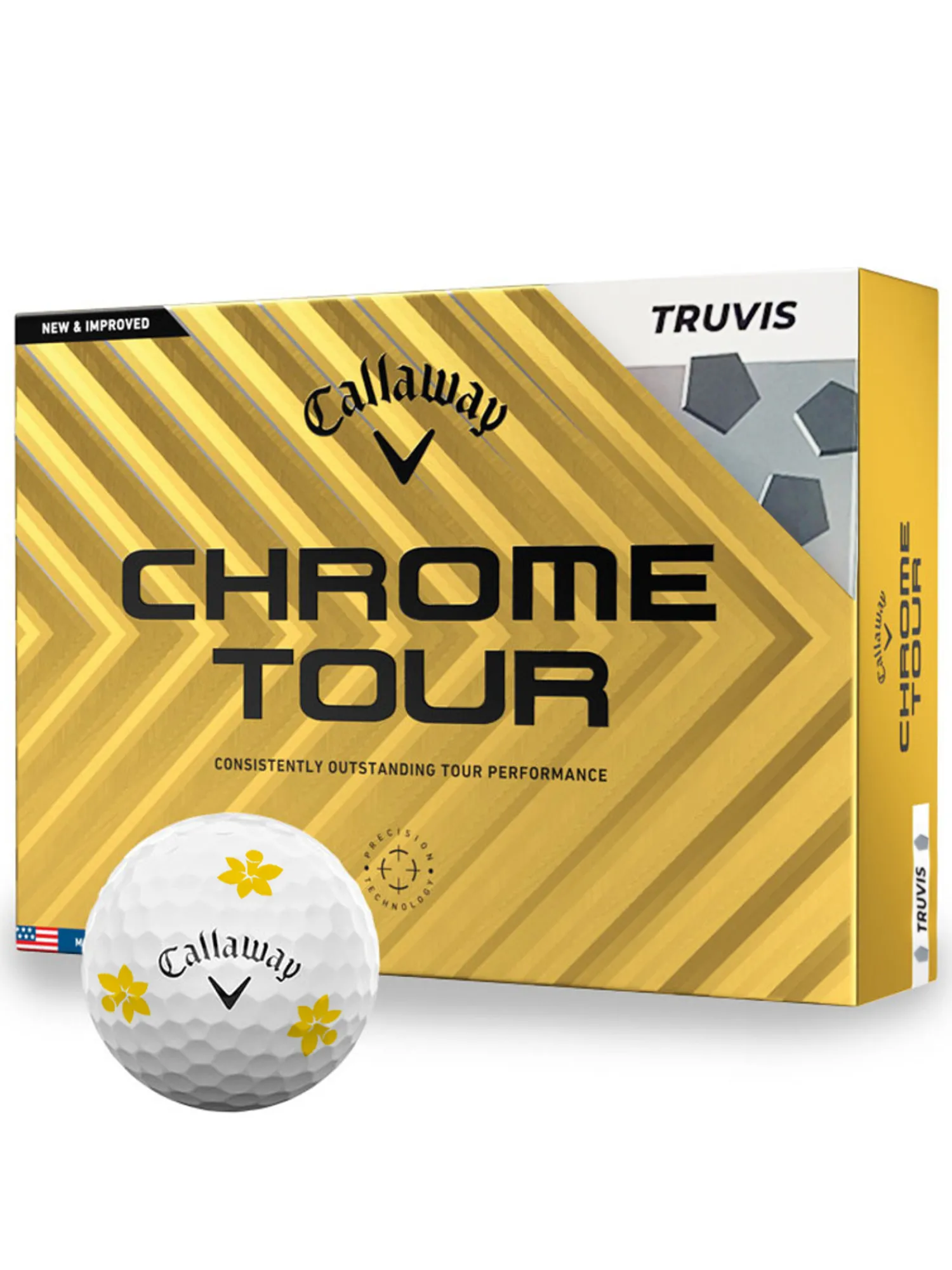 Callaway New Golf Balls|Chrome Tour Truvis Golf Balls - Daffodil
