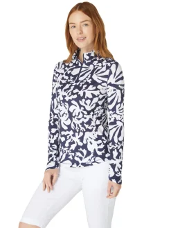 Callaway Shirts|Women's Abstract Floral Sun Protection Top - Peacoat