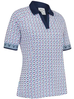 Callaway Shirts|Women's Chev Geo Half Sleeve Polo - Flint Stone