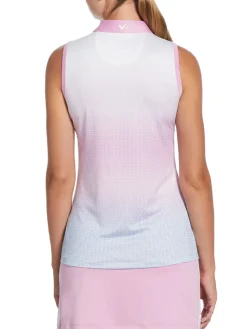 Callaway Shirts|Women's Chev Gradient Sleeveless Polo - Brilliant White
