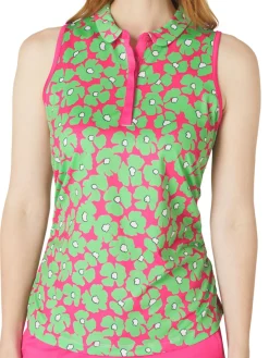 Callaway Shirts|Women's Floral Sleeveless Polo - Cheeky Pink