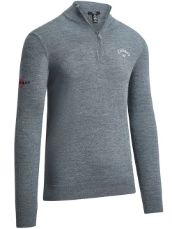 Callaway Jumpers|1/4-Zip Blended Merino Sweater - Steel Heather