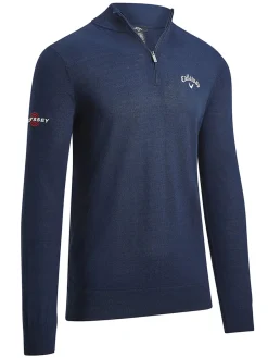 Callaway Jumpers|1/4-Zip Blended Merino Sweater - Navy Blue