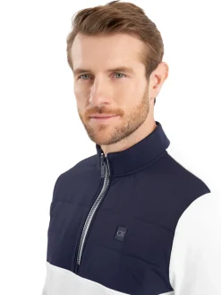 Calvin Klein Jumpers|Atlantic Hybrid Half Zip - White/Navy