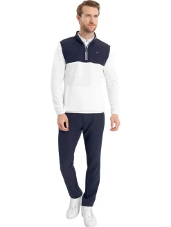 Calvin Klein Jumpers|Atlantic Hybrid Half Zip - White/Navy