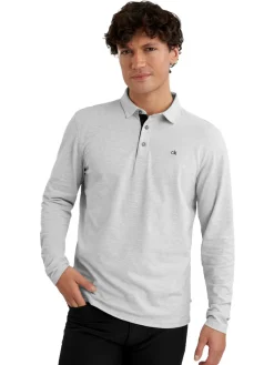 Calvin Klein Shirts|Bayard Long Sleeve Polo - Silver Marl