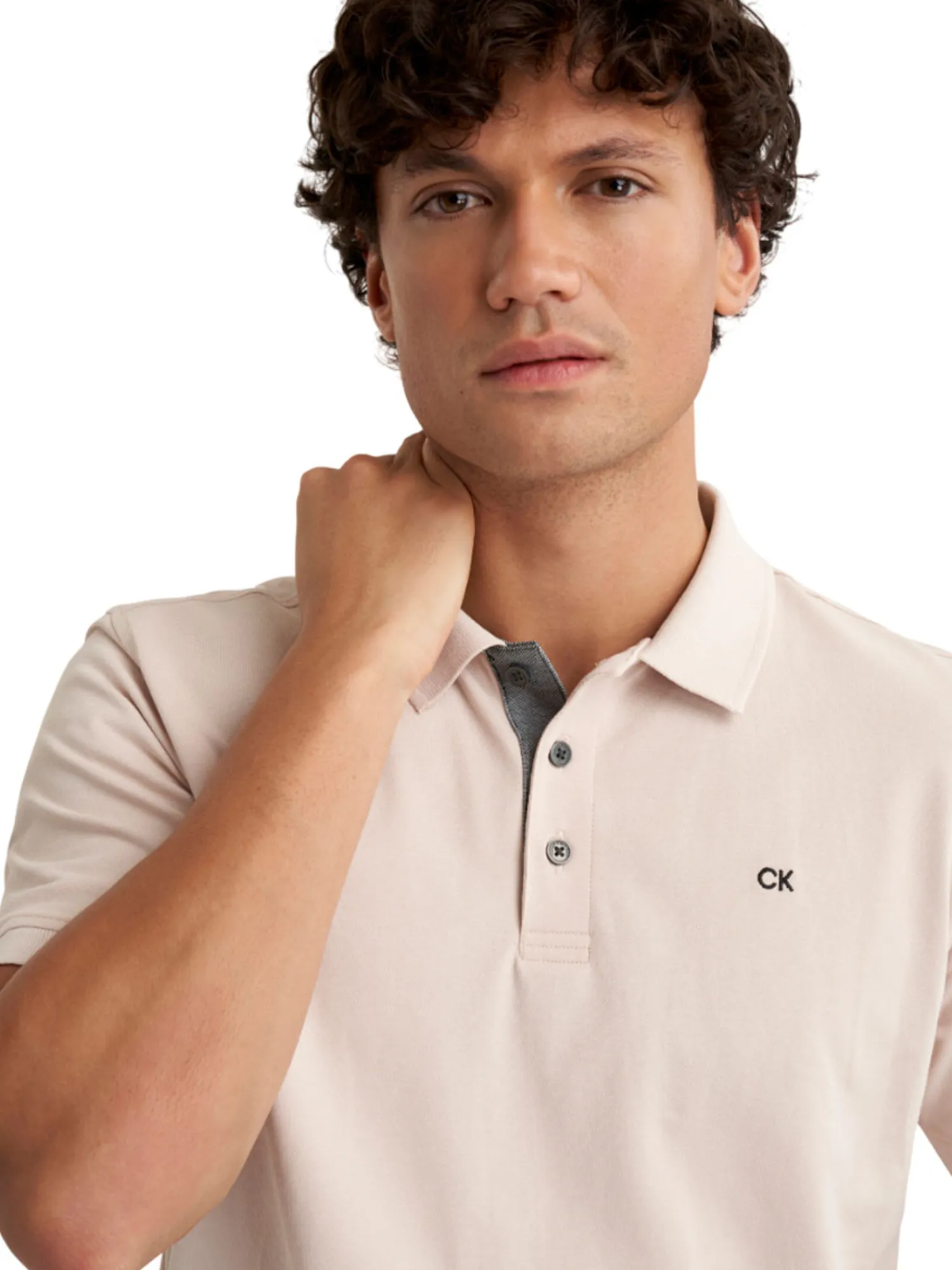Calvin Klein Shirts|Cotton Blend Quad Polo - Stone