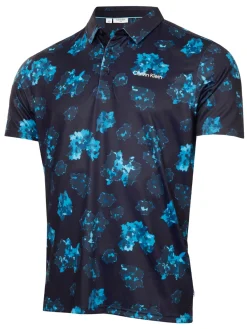 Calvin Klein Shirts|Cyber Floral Print Polo Shirt - Navy